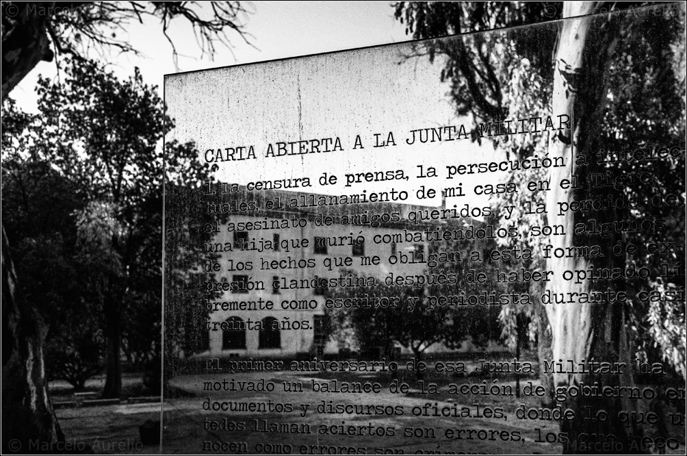 ESMA - Carta abierta de un escritor a la junta militar, Rodolfo Walsh. Instalación de León Ferrari. Buenos Aires. © Marcelo Aurelio
