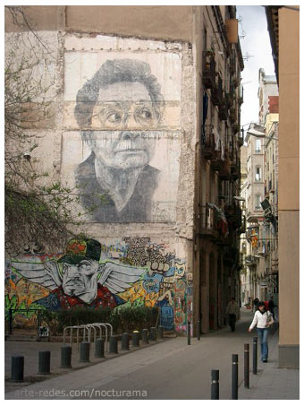 Mural de Rodríguez Gerada en el Raval, Barcelona.