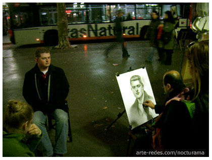 dibujante en la Rambla, Barcelona.